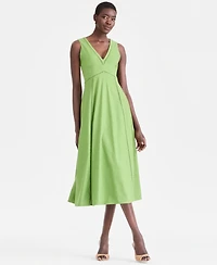 I.n.c. International Concepts Women's Sleeveless V-Neck Linen-Blend Midi Dress, Macy's Exclusive