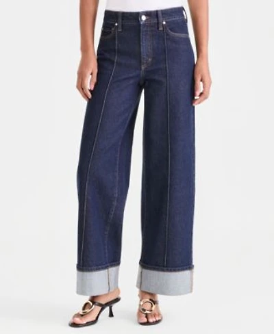 I.N.C. International Concepts Womens High Rise Pintucked Cuffed Wide Leg Jeans Macys Exclusive