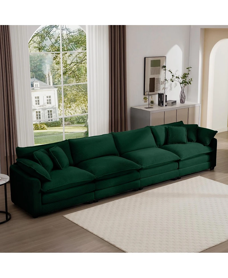 Streamdale Furniture Corduroy Sofa, Modern Upholstered 4 Seater, Office/Living Room, Easy Assembly