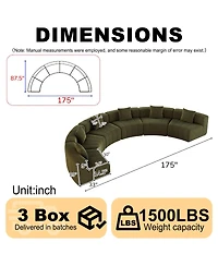 Streamdale Furniture Chenille Curved Sectional Sofa with 6 Pillows, Modular Semi-Circular Sofa for Any Room