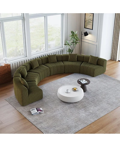 Streamdale Furniture Chenille Curved Sectional Sofa with 6 Pillows, Modular Semi-Circular Sofa for Any Room