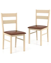 Costway Wooden dining chair with rubber wood frame padded seat for kitchen