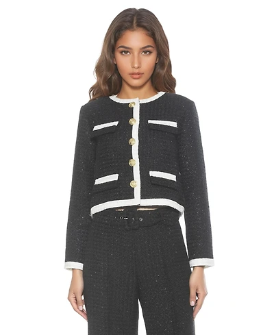 Alexia Admor Women's Rose Tweed Crewneck Sweater Jacket