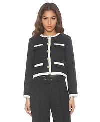 Alexia Admor Women's Rose Tweed Crewneck Sweater Jacket