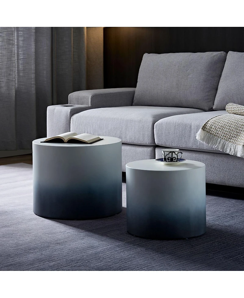 Streamdale Furniture Mdf Veneer Nesting Table Set of 2 (Ash/Oak/Walnut) - Wh+Bk