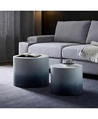 Streamdale Furniture Mdf Veneer Nesting Table Set of 2 (Ash/Oak/Walnut) - Wh+Bk