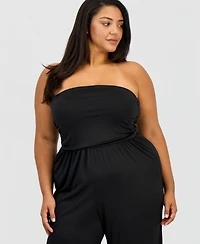 Derek Heart Trendy Plus Strapless Ruched Jumpsuit