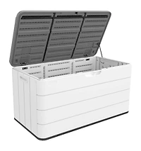 110 Gal. Resin Outdoor Storage Cabinet,Garden Tool Box with Lockable Lid in White