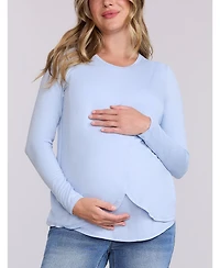 Motherhood Maternity Women's Crewneck Long Sleeve Draped Nursing Tee