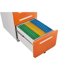 gaomon 3-Drawer Mobile File Cabinet with Lock, Under Desk Metal Filing Cabinet for Home Office, Orange