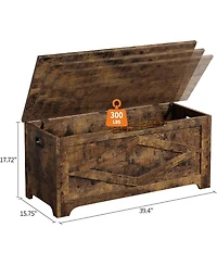 gaomon 39.4" Wooden Storage Chest, Storage Bench with Safety Hinges for Entryway & Living Room, Brown