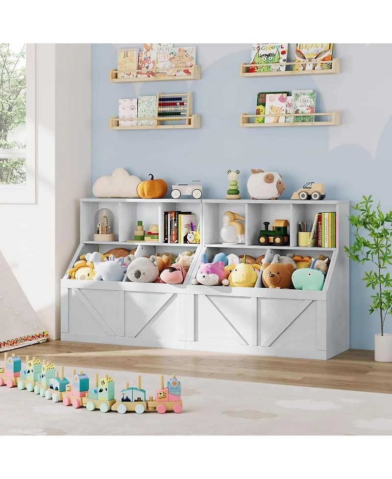 gaomon Toy Storage Organizer and Kids Bookshelf, Toddler Toy Storage Cabinet, White