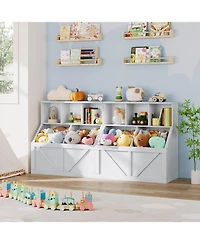 gaomon Toy Storage Organizer and Kids Bookshelf, Toddler Toy Storage Cabinet, White