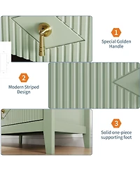 gaomon 43" Tall Fluted Dresser, 5 Drawer Modern Wood Storage Chest for Living Room or Entryway, Green
