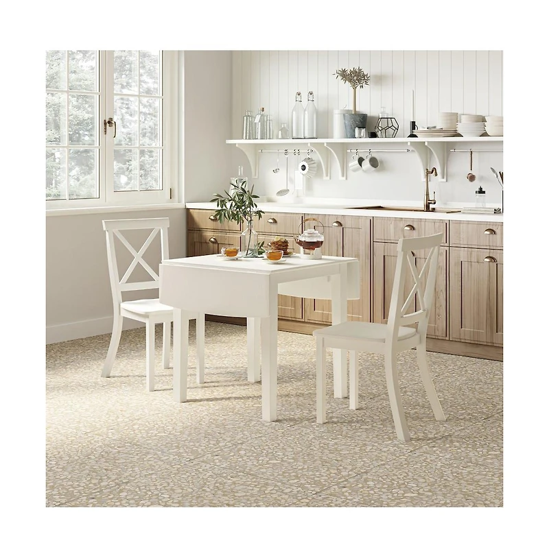 Jofran Eastern Tides Coastal Wire-Brushed Wood X-Back Counter Barstool (Set of 2