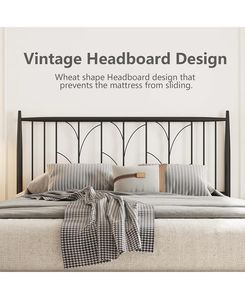 gaomon Full Bed Frame, Black Metal Platform Bed Frame with Headboard, Heavy Duty Metal Slat Support, Mattress Foundation, Noise Free Design