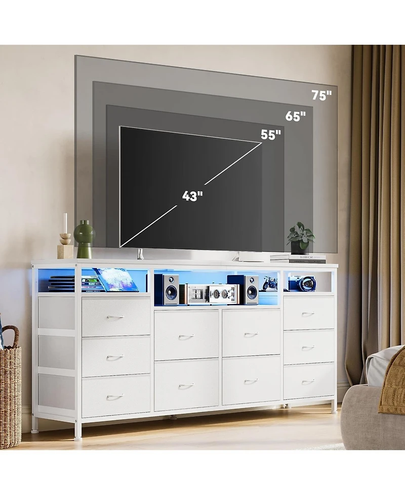 gaomon 63.3" Wide 10-Drawer Dresser Tv Stand for Bedroom and Living Room