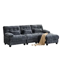 Streamdale Furniture 93" 3+1 Seater Sofa Ottoman, Adjustable Backrest, 350lb/Seat, Chenille