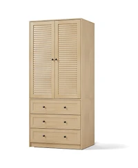 gaomon Armoire Wardrobe Closet with Drawers, 69.5" Wooden Wardrobe Cabinet with Hanging Rod & Doors