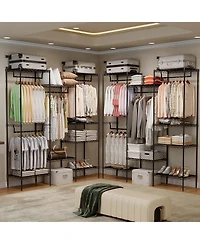 gaomon Metal Clothing Rack with 8 Adjustable Shelves and 4 Hanging Rods, Freestanding Garment Rack Organizer