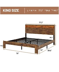 Streamdale Furniture King Wood Bed Frame Led Headboard Usb Storage