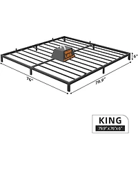 Gaomon 6 Inch King Bed Frame Metal Platform, King Bed Frame with Ample Storage, No Box Spring Needed and Steel Slat Support, Easy Assembly, Black