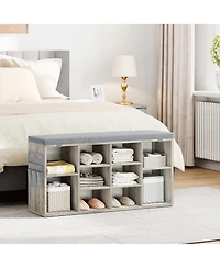 gaomon Shoe Storage Bench, 10 Cubbies Storage Organizer with Cushion, Adjustable Shelves, Accessories Bag, 3-Tier Entryway Shoe Storage