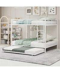 Streamdale Furniture Durable Square Tube Iron Bunk Bed with Safety Rails