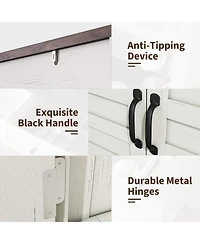 gaomon 72" Farmhouse Coffee Bar Cabinet, Buffet Sideboard with Storage Drawers and Glass Doors for Kitchen or Dining Room, White