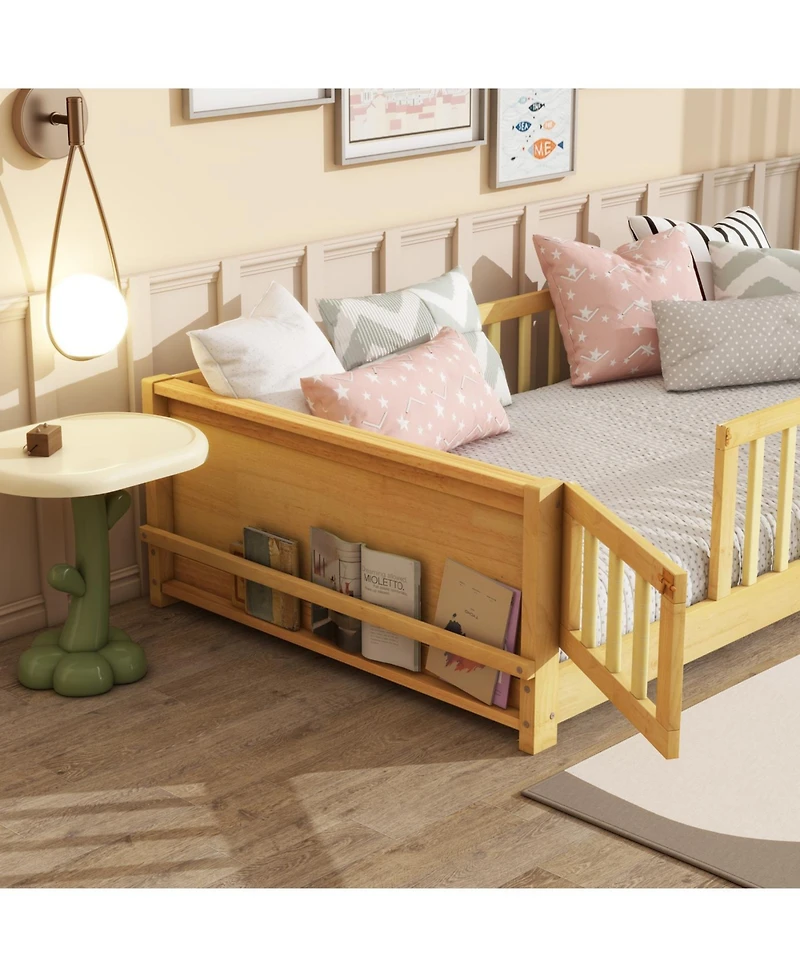 Streamdale Furniture Twin Size Floor Bed with Book Rack and Door