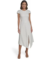 Vince Camuto Women's Scuba Crepe Asymmetric Crewneck Midi Dress
