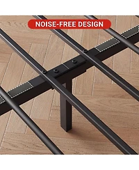 gaomon 14 Inch Heavy Duty Industrial Metal Platform Bed Frame with Wooden Headboard