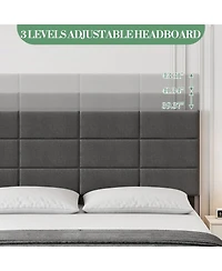 gaomon Upholstered Full Bed Frame with Adjustable Headboard, Linen Upholstered Platform Bed, No Box Spring Needed, 700Lbs Strong Metal Support