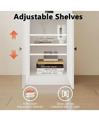 Gaomon 71" Tall Bookcase with Door & Drawer, 5-Tier Narrow Bookshelf with Adjustable Shelf for Home Office