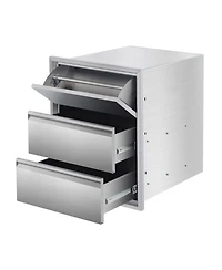 gaomon 18" Outdoor Kitchen Drawers with Paper Towel Holder, Stainless Steel 3-Layer Bbq Drawers
