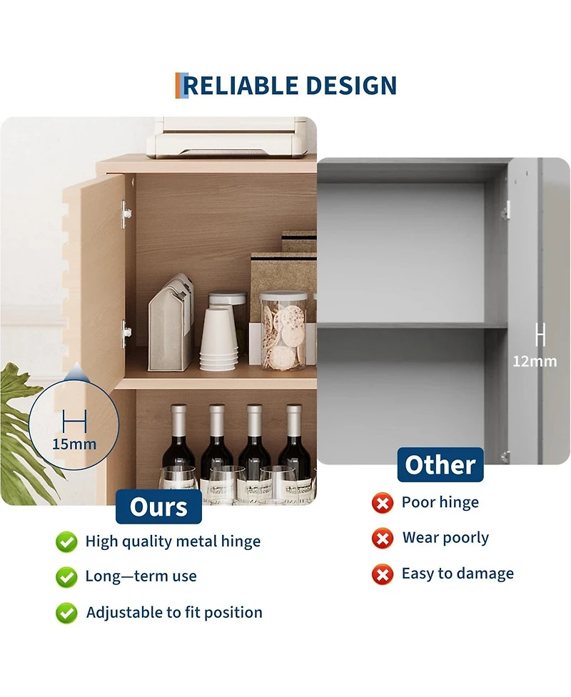 gaomon Modern 3-Tier Accent Cabinet with Doors