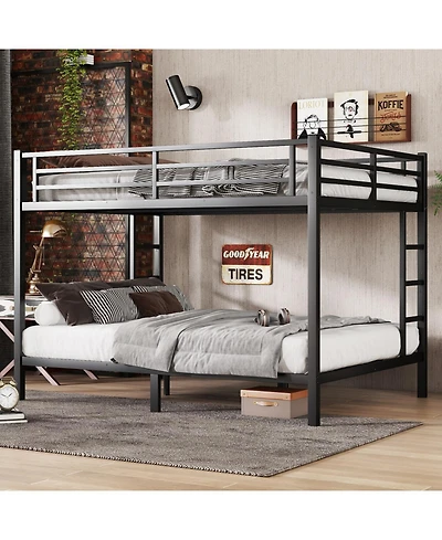 Streamdale Furniture Metal Queen/Queen Bunk Bed - Space-Saving, Noise-Reduced