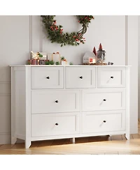 gaomon 7 Drawer Dresser, Modern Wood Chest with Gold Handles and Large Storage for Bedroom or Hallway