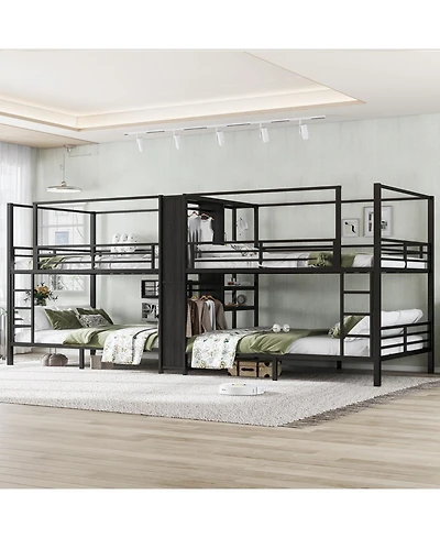 Streamdale Furniture Queen Quad Bunk Bed w/ Storage & Wardrobe