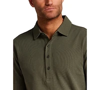 Vintage & Black Men's Long-Sleeve Soft Mini Waffle Polo Shirt