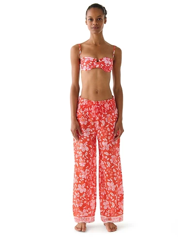 kate spade new york Women's Floral Wide Leg Cover-Up Pants