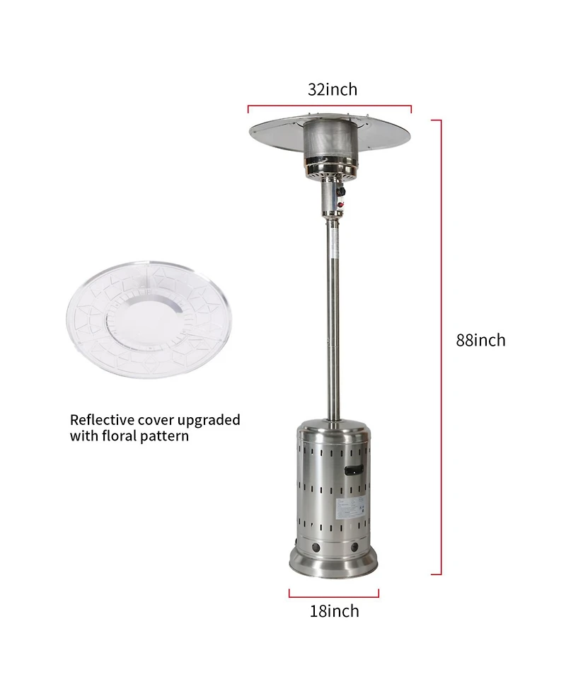 Streamdale Furniture Streamdale Outdoor 48, 000 Btu Propane Patio Heater with Wheels & Cover
