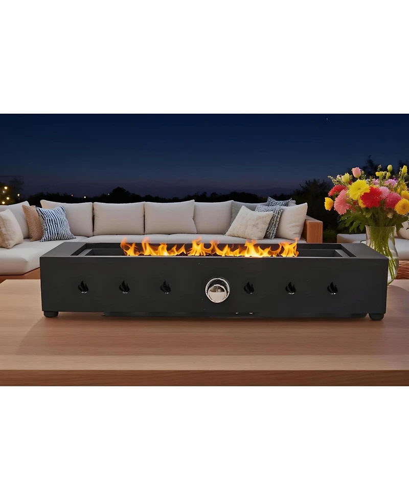 Streamdale Furniture 28-Inch Rectangle Fire Pit, 40000BTU Outdoor Propane, Wind-Resistant, Durable Iron
