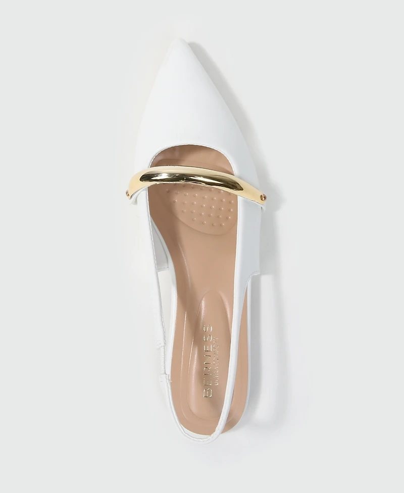 Berness Women's Reina Slingback Flats with Gold-Tone Bar Detail