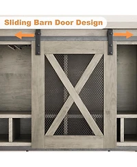 gaomon Farmhouse Coffee Bar Cabinet with Sliding Barn Doors, Wine Rack and Open Storage Shelf for Kitchen and Dining Room