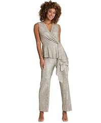 Muse Womens Sleeveless Side V Neck Top Sequin Pull On Pants