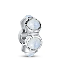 Bling Jewelry Glass Opalite Spacer Charm Bead .925 Sterling Silver Fits European Bracelet
