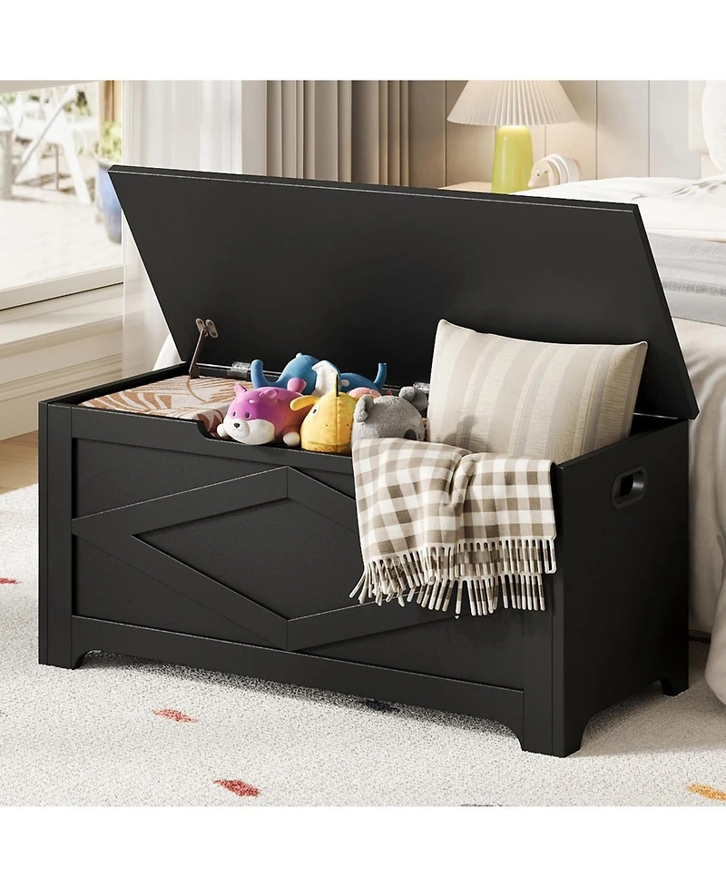 gaomon Wooden Storage Chest, Storage Bench with Safety Hinges for Entryway & Living Room