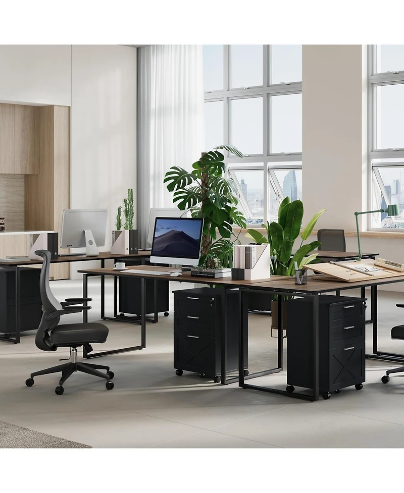 gaomon 3-Drawer Rolling File Cabinet with Lock, Wooden Mobile Filing Cabinet for Home Office & Under Desk Storage