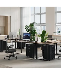 gaomon 3-Drawer Rolling File Cabinet with Lock, Wooden Mobile Filing Cabinet for Home Office & Under Desk Storage